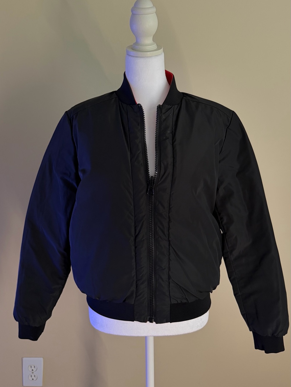 Moschino Black Bomber (black&red2 in1) Jacket with Red and White Script - Picture 5 of 5